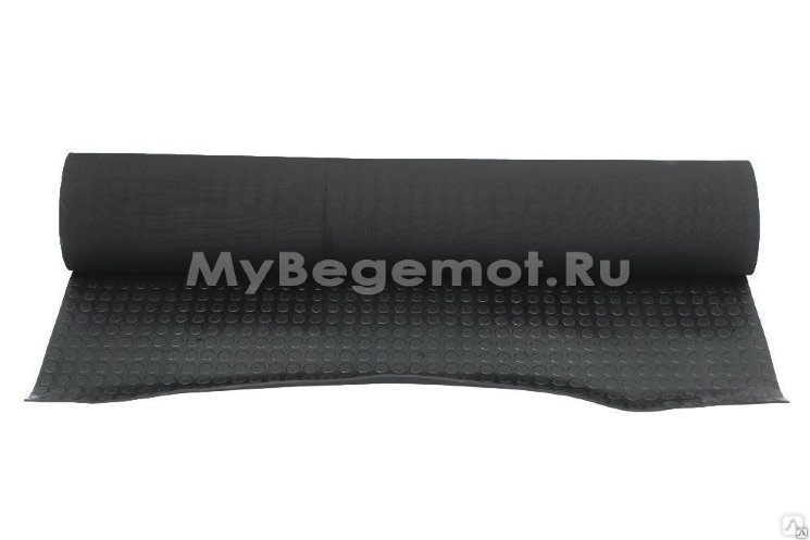 Рулонная резина, резиновое покрытие  "Монетка" 1.5*5.0 м, 3 мм, черный